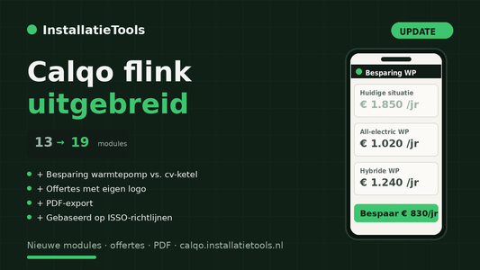 Calqo flink uitgebreid: 19 rekenmodules, offertes en PDF-export