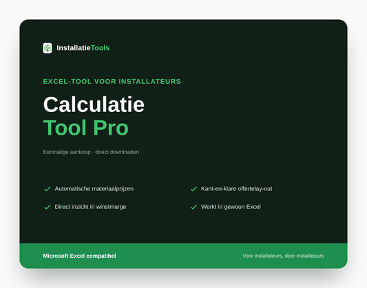 Calculatie Tool Pro – Excel calculatietool voor installateurs, productafbeelding