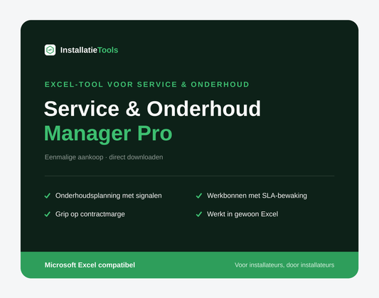 Service & Onderhoud Manager Pro – Excel-tool voor onderhoudscontracten en werkbonnen, productafbeelding