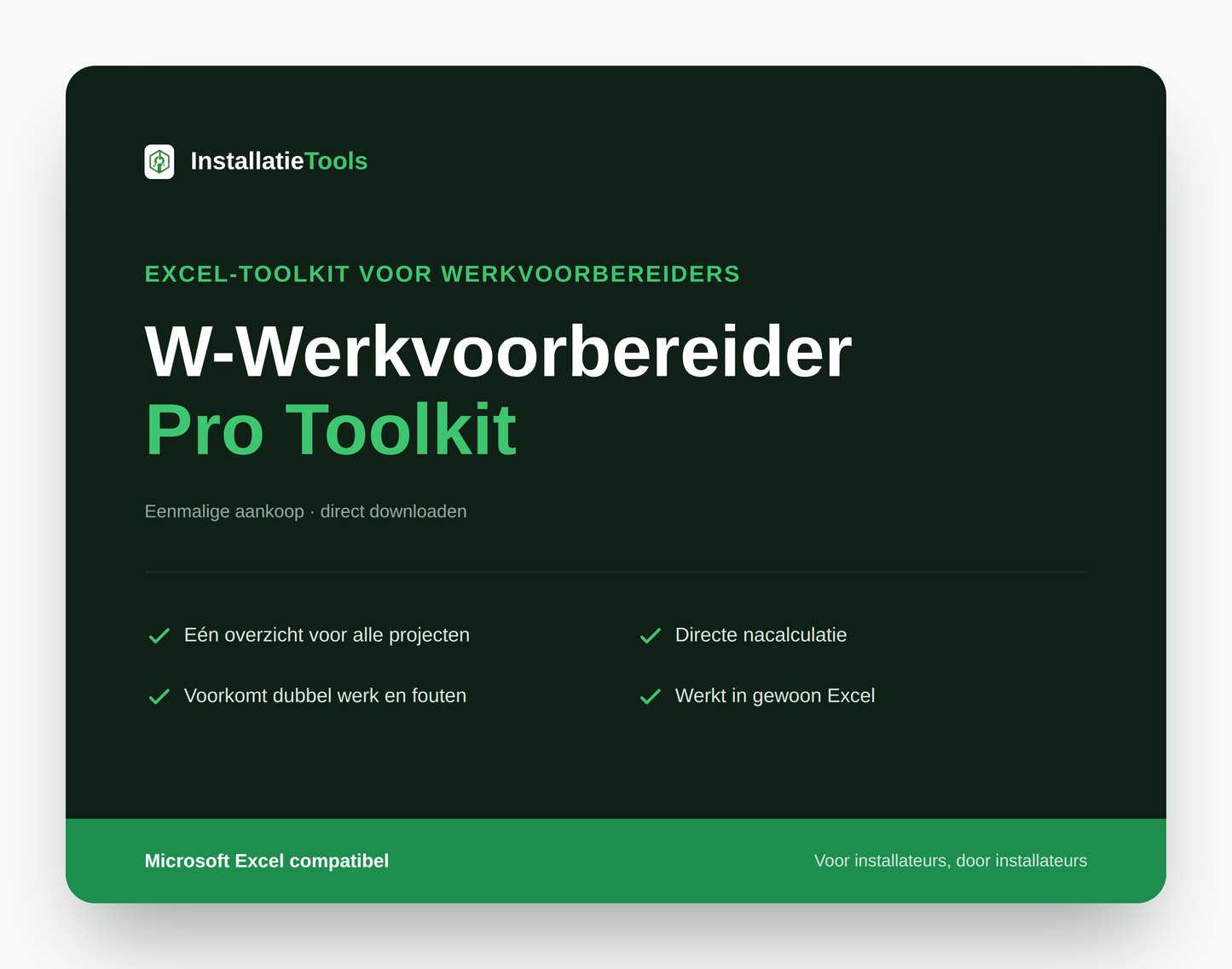 W-Werkvoorbereider Tool Pro – Excel-tool voor werkvoorbereiders, productafbeelding